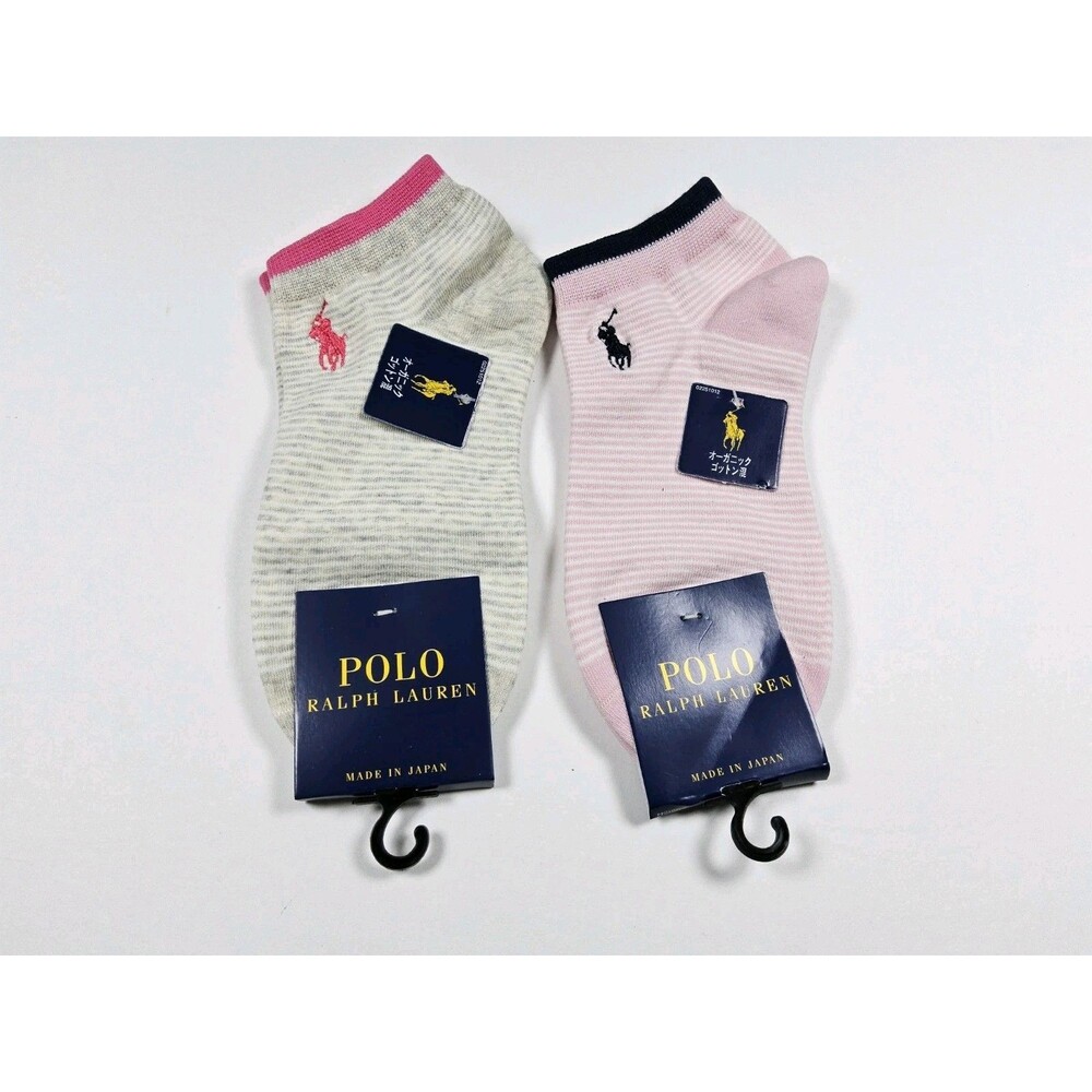Polo Ralph Lauren Organic Cotton Lot Of 2 Pairs Ankle Socks Japan Size US 5-8